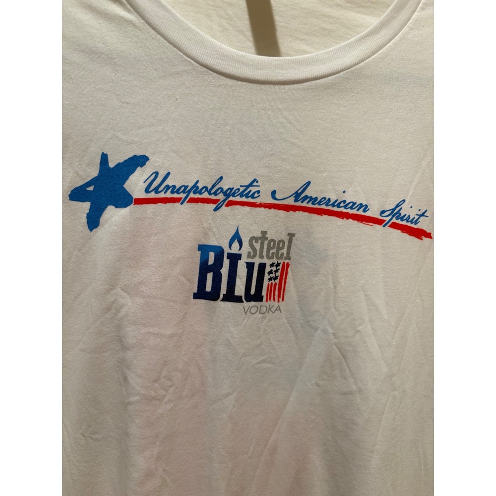 Steel Blu Vodka Unapologetic American Spirit White T-Shirt XL Next Level Apparel - Picture 2 of 9